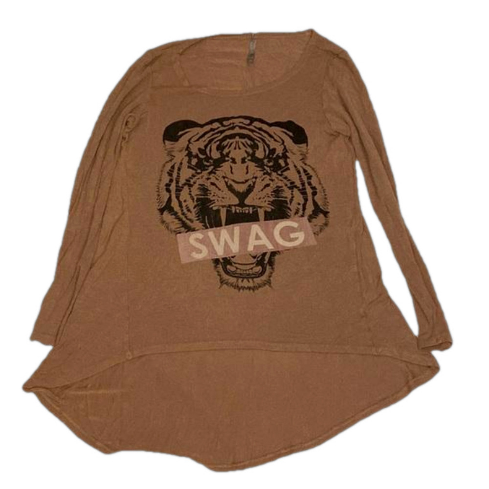 Heart Hips Swag High Low Shirt - Brown - Women’s Size Medium - EUC